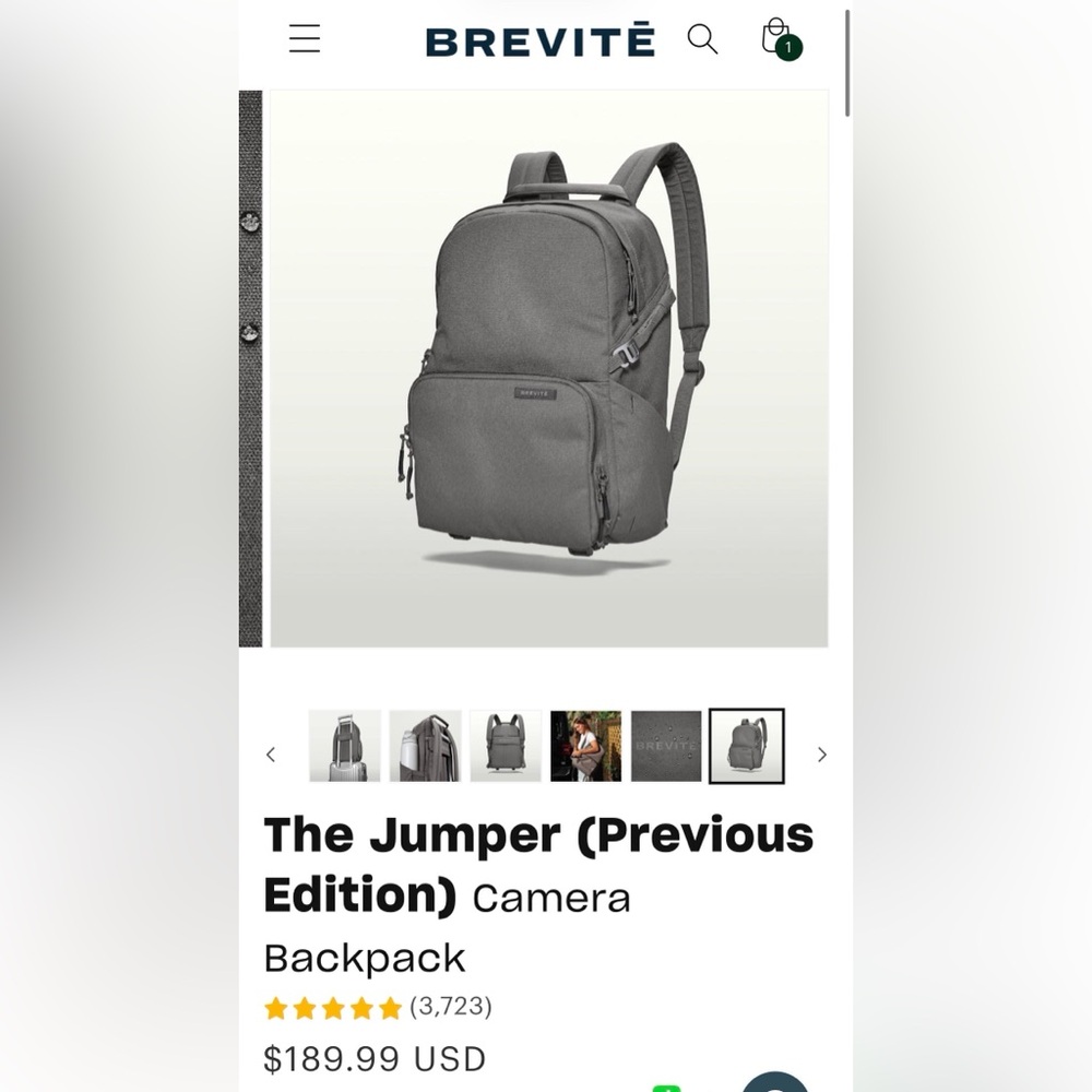 EUC BREVITE TRAVEL CAMERA BAG CHARCOAL LARGE COMMUTER LAPTOP DIGITAL CREATOR